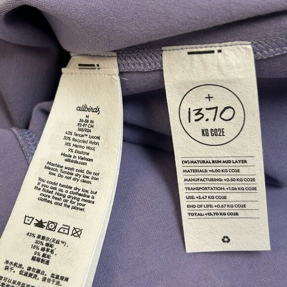 NEW Allbirds Tencel Merino Wool Blend Purple Run Mid Layer Jacket 1/4 zip sz M - Picture 5 of 5